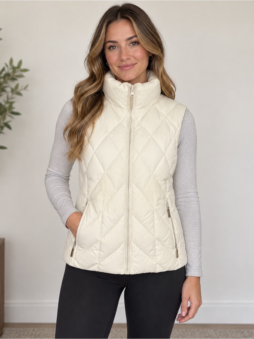 Columbia Women’s Small Ivory Down Puffer Vest Quilted Full Zip